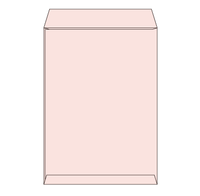 角2サイド封筒 コットン ピンク 116.3g
幅 x 天地：240 x 332mm
米坪：116g/m2