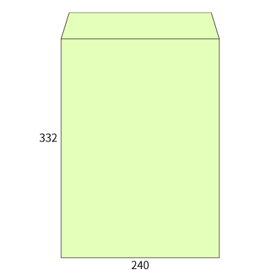 角2カラーウグイス100ヨコ貼
幅 x 天地：240 x 332mm
米坪：100g/m2