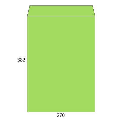 角1 カラーグリーン 100
幅 x 天地：270 x 382mm
米坪：100g/m2