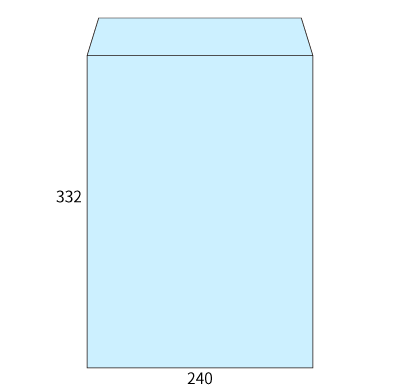角2 透けないコーティング パステルブルー 100
幅 x 天地：240 x 332mm
米坪：100g/m2