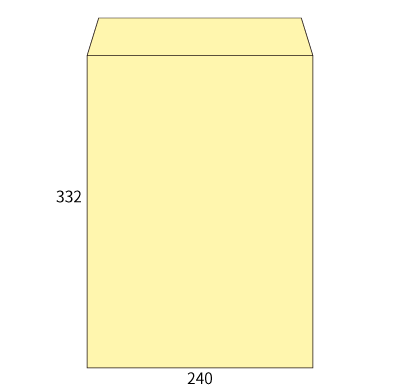 角2 透けないコーティング パステルクリーム 100
幅 x 天地：240 x 332mm
米坪：100g/m2