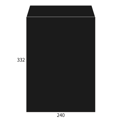 角2サイド封筒 コニーカラーブラック 100g
幅 x 天地：240 x 332mm
米坪：100g/m2
