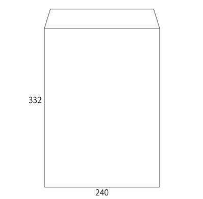 角2サイド封筒 ホワイトクラフト 100g
幅 x 天地：240 x 332mm
米坪：100g/m2