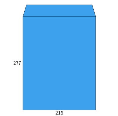 角3カラーブルー85ヨコ貼
幅 x 天地：216 x 277mm
米坪：85g/m2