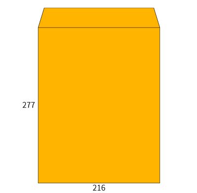 角3カラーオレンジ85ヨコ貼
幅 x 天地：216 x 277mm
米坪：85g/m2