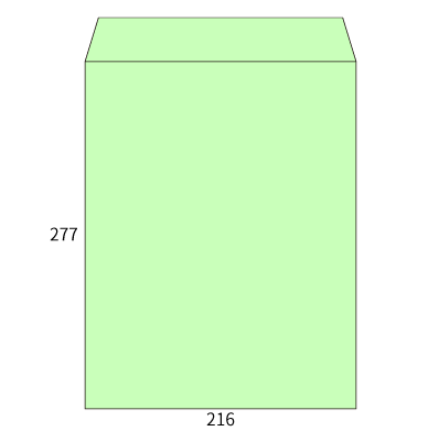 角3パステルグリーン100ヨコ貼
幅 x 天地：216 x 277mm
米坪：100g/m2