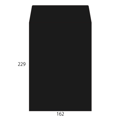 角6サイド封筒 コニーカラーブラック100g
幅 x 天地：162 x 229mm
米坪：100g/m2