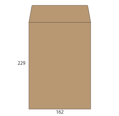 角6サイド封筒 未晒クラフト 100g
幅 x 天地：162 x 229mm
米坪：100g/m2