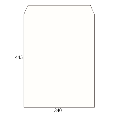 角形A3 Sホワイト120
幅 x 天地：340 x 445mm
米坪：120g/m2