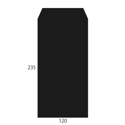 長3サイド封筒 コニーカラーブラック 85g
幅 x 天地：120 x 235mm
米坪：85g/m2