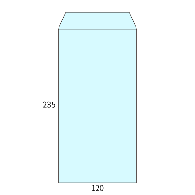 長3サイド封筒 コットン ブルー 116.3g
幅 x 天地：120 x 235mm
米坪：116g/m2