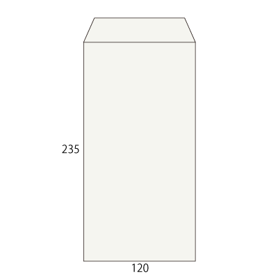 長3サイド封筒 コットン ライトグレイ 116.3g
幅 x 天地：120 x 235mm
米坪：116g/m2