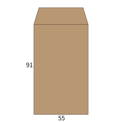 名刺DE封筒(タテ・茶)
幅 x 天地：55 x 91mm
米坪：80g/m2