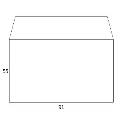 名刺DE封筒(ヨコ・白)
幅 x 天地：91 x 55mm
米坪：100g/m2