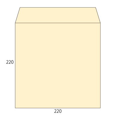 SE22サイド封筒 コットンナチュラル 116.3g
幅 x 天地：220 x 220mm
米坪：116g/m2