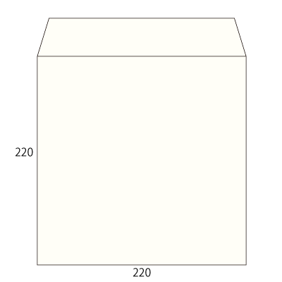 SE22サイド封筒 コットンスノーホワイト 116.3g
幅 x 天地：220 x 220mm
米坪：116g/m2