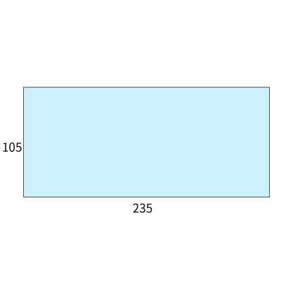 パステルブルー洋4 (500枚函)枠ナシ
幅 x 天地：235 x 105mm
米坪：100g/m2